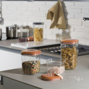 Voorraadpot oranje set van 3